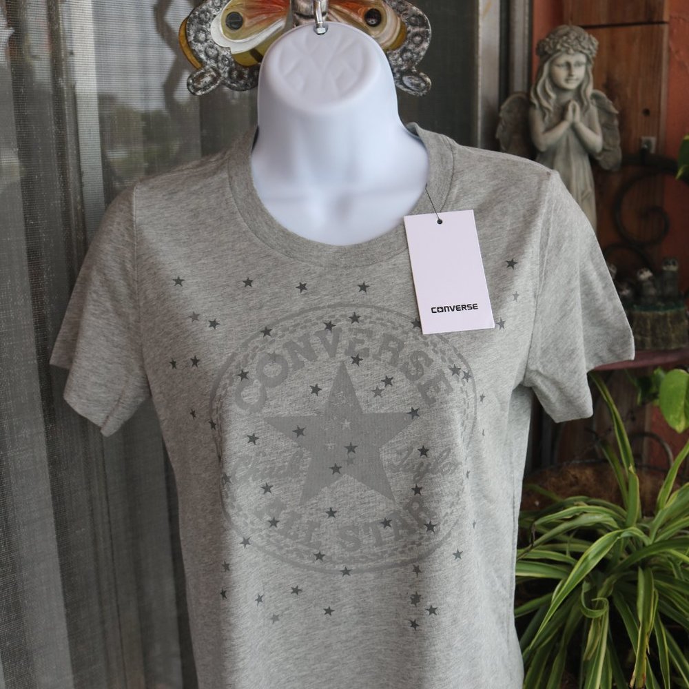 Converse Graphic Tee Crew-Neck T-Shirt Gray NWT